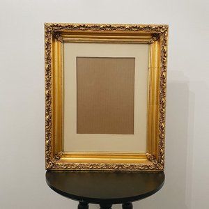 VTG Large Gold Ornate Floral Ivory Matted Frame